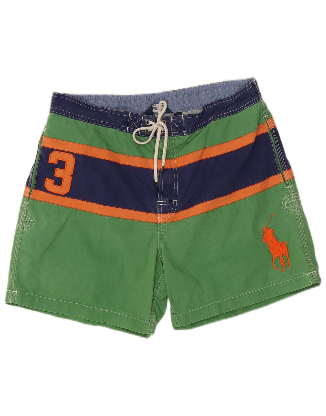 POLO RALPH LAUREN Short de bain graphique pour homme en coton rayé vert grand
