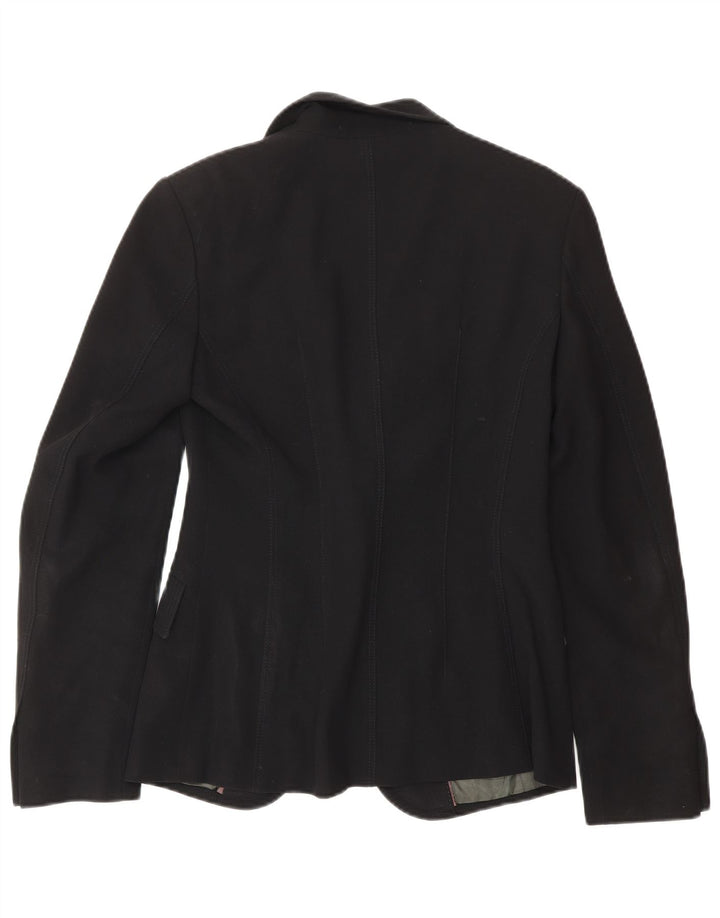 Jigsaw Veste Blazer 1 Bouton pour Femme UK 8 Petite Laine Noire Classique