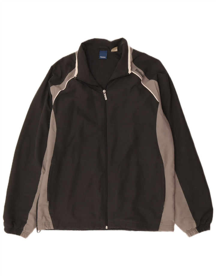 Reebok Veste de survêtement pour homme Petit Noir Polyester Colorblock