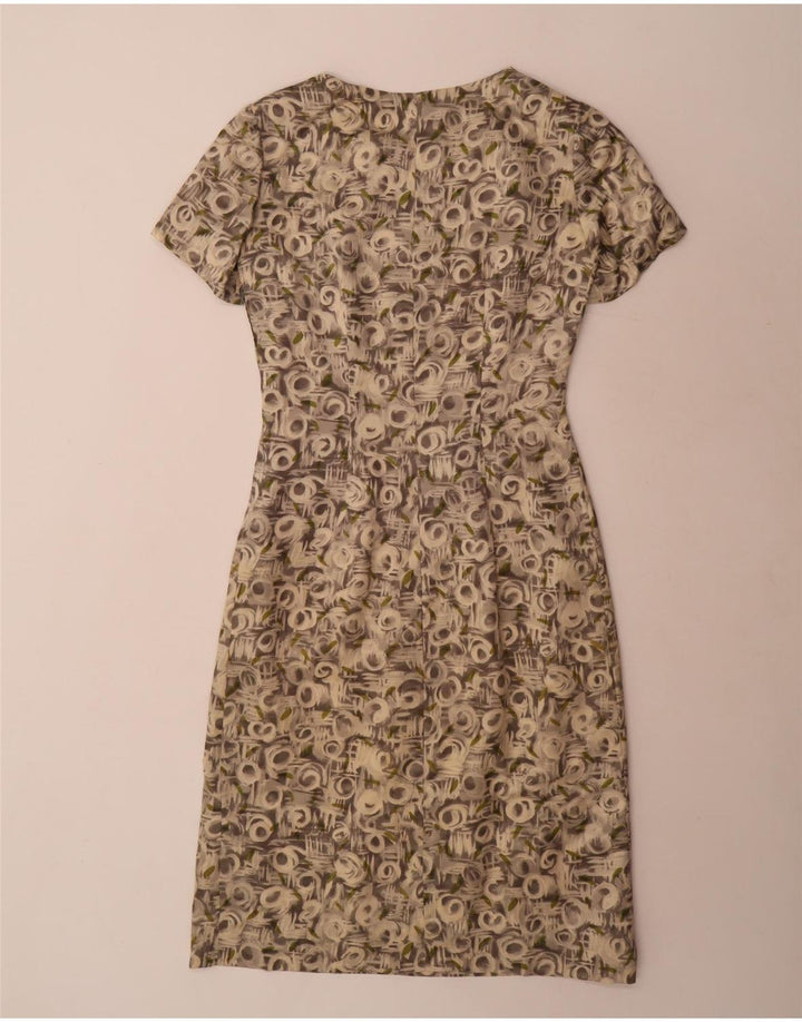 vintage Femmes Motif Abstrait Manches 3/4 2 Pièces Ensemble UK 12 Gris Moyen