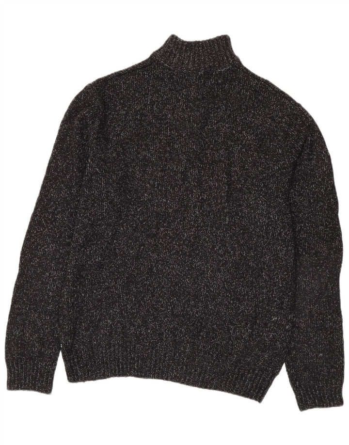 CHAPS Pull Col Zippé Homme Coton Chiné Noir Moyen
