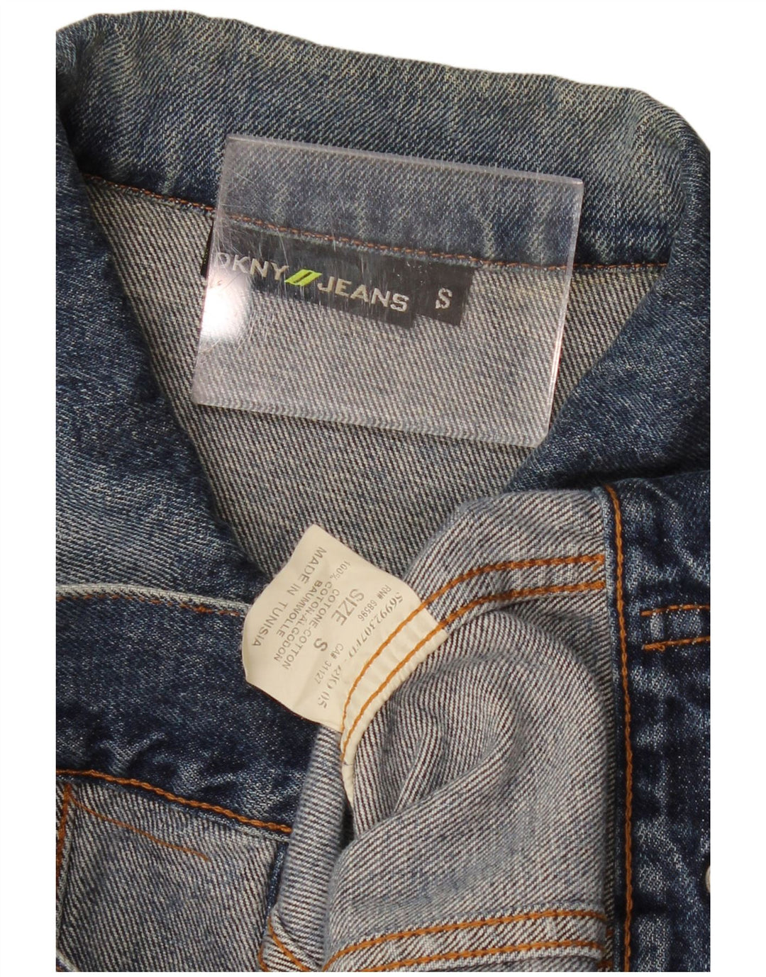 DKNY Veste en jean pour homme UK 36 Petit coton bleu