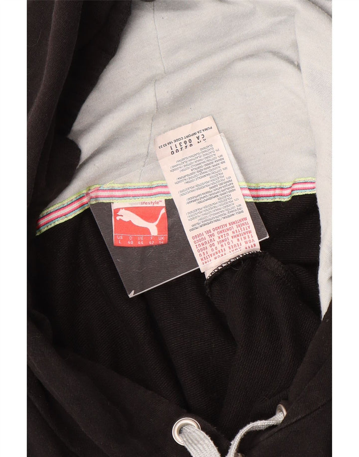 PUMA Pull à capuche zippé graphique pour femme UK 14 Coton noir moyen