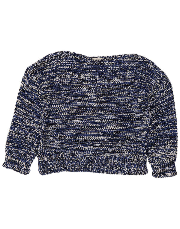 Zara Pull court à col bateau pour femme UK 16 Large Bleu marine rayé