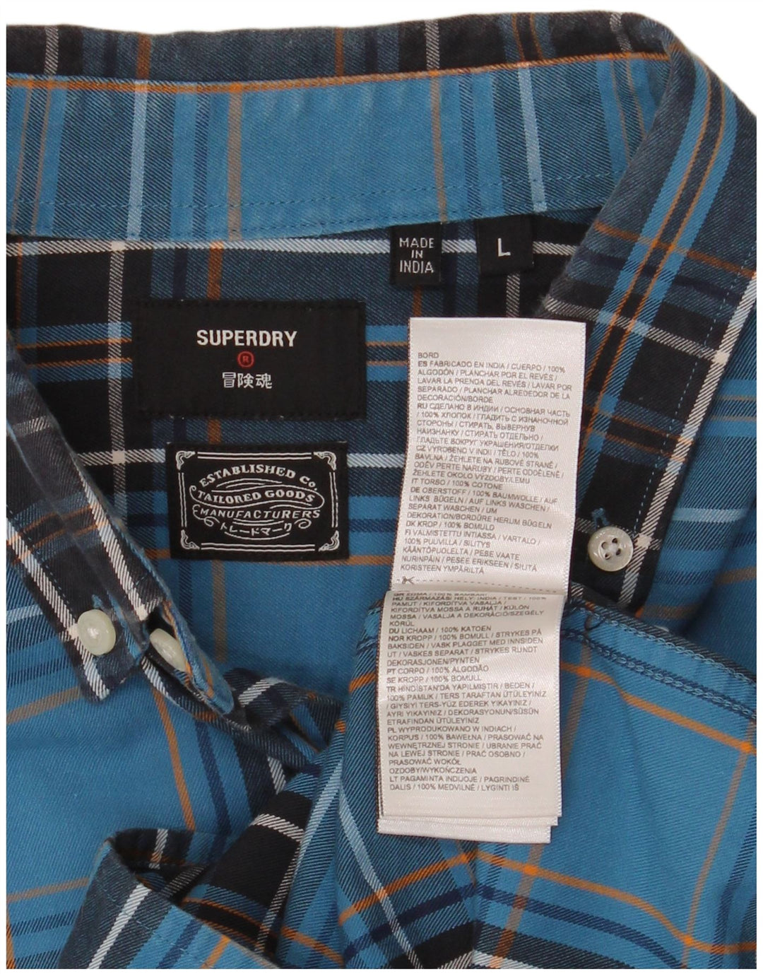 Superdry Chemise à carreaux en coton à carreaux bleu grand