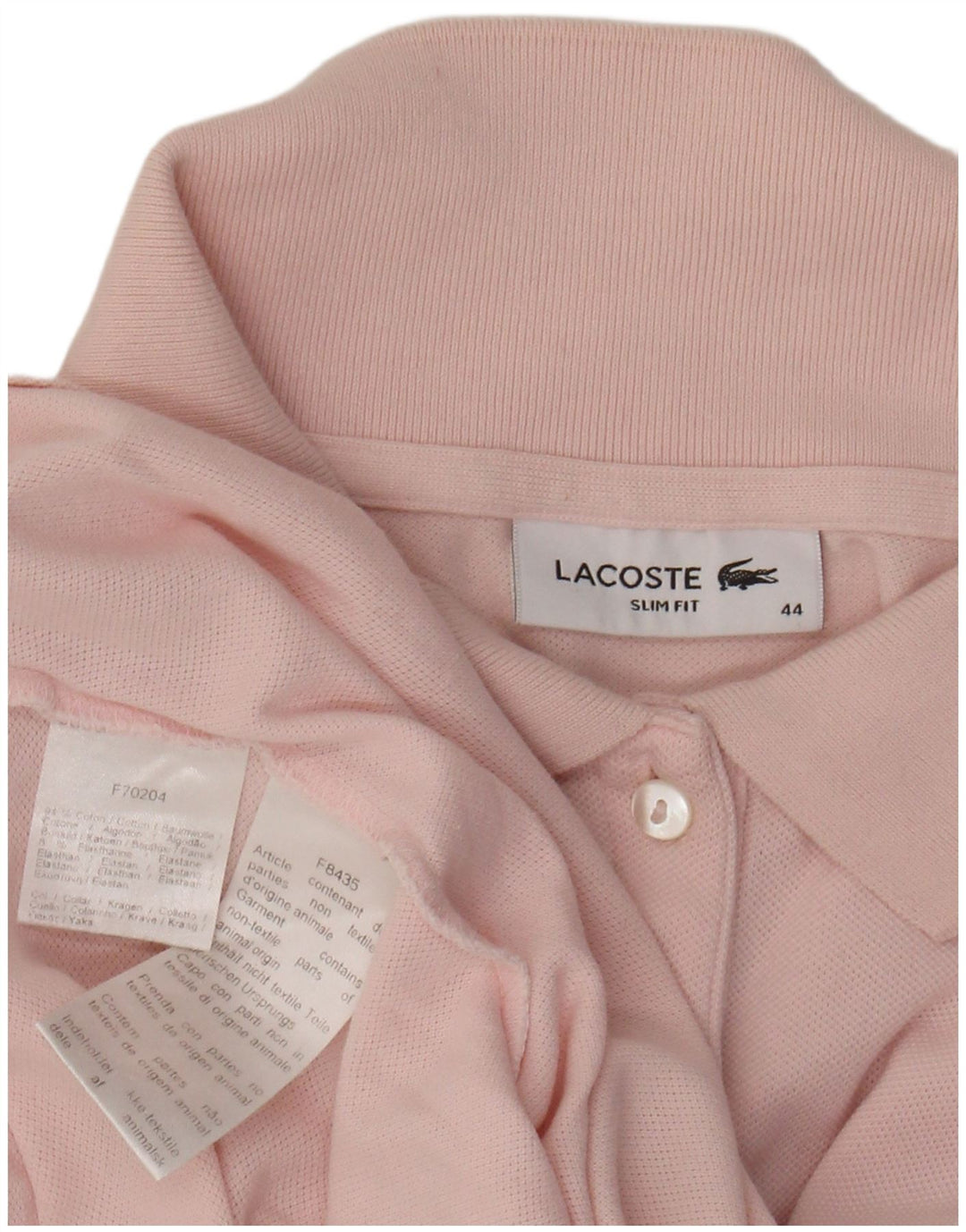 LACOSTE Polo Femme Slim Fit Manches Longues Taille 44 Grand Coton Rose