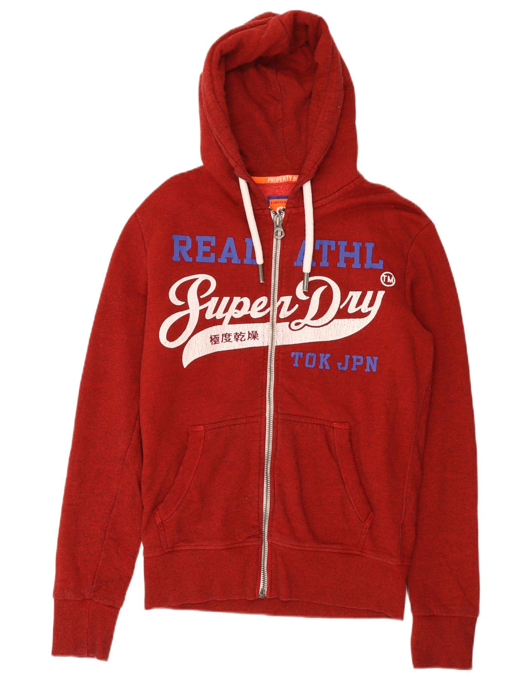 Superdry Pull à capuche zippé graphique en coton moucheté rouge petit homme