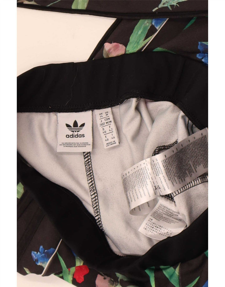 Adidas Leggings Femme UK 14 Polyester Noir Moyen Floral