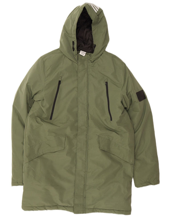 Manteau matelassé à capuche graphique vintage pour garçon 15-16 ans Kaki colour block