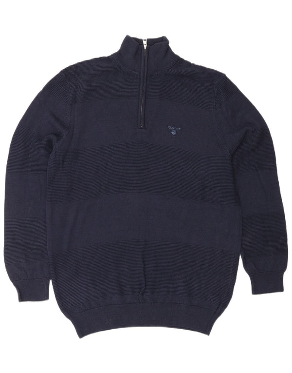 GANT Homme Pull Col Zippé Large Bleu Marine Coton