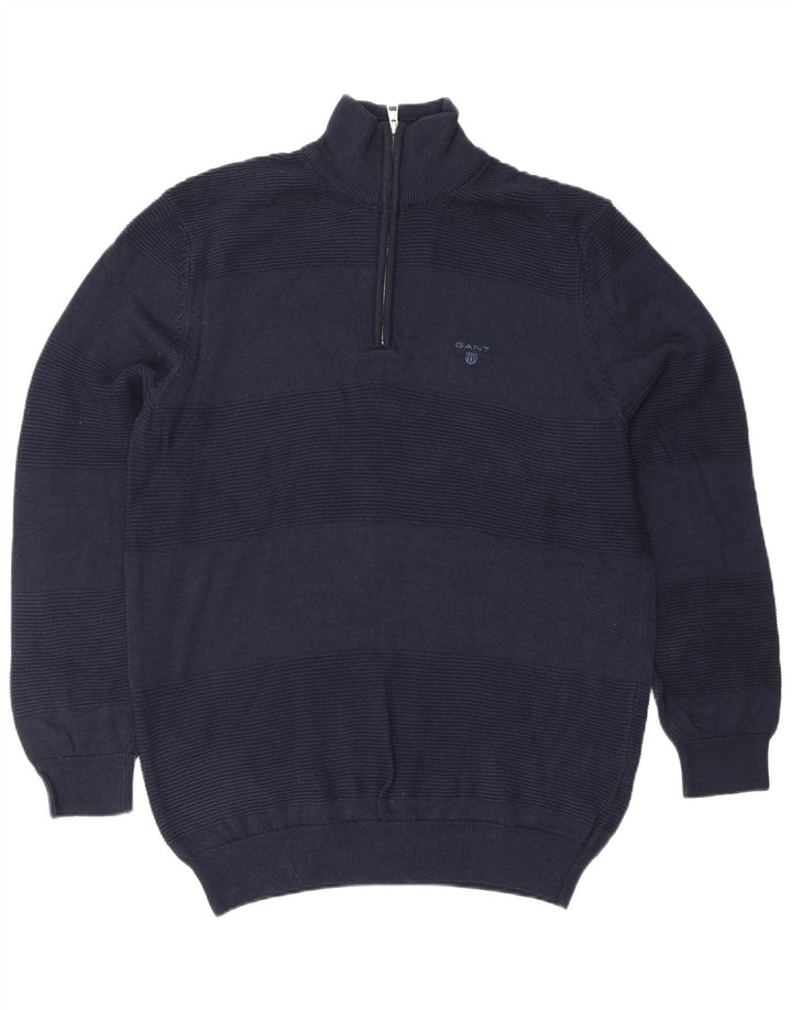 GANT Homme Pull Col Zippé Large Bleu Marine Coton
