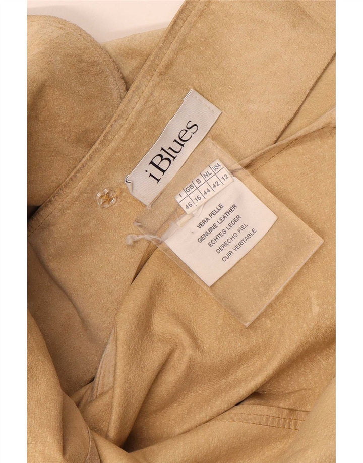 i Blues Veste en daim pour femme UK 16 Grand cuir beige