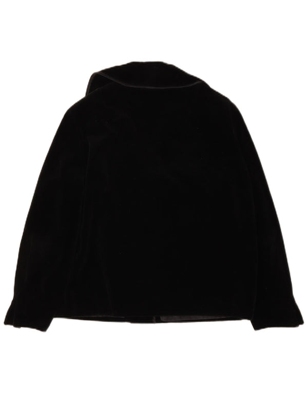 vintage Femmes 4 Bouton Velours Blazer Veste UK 14 Grand Noir