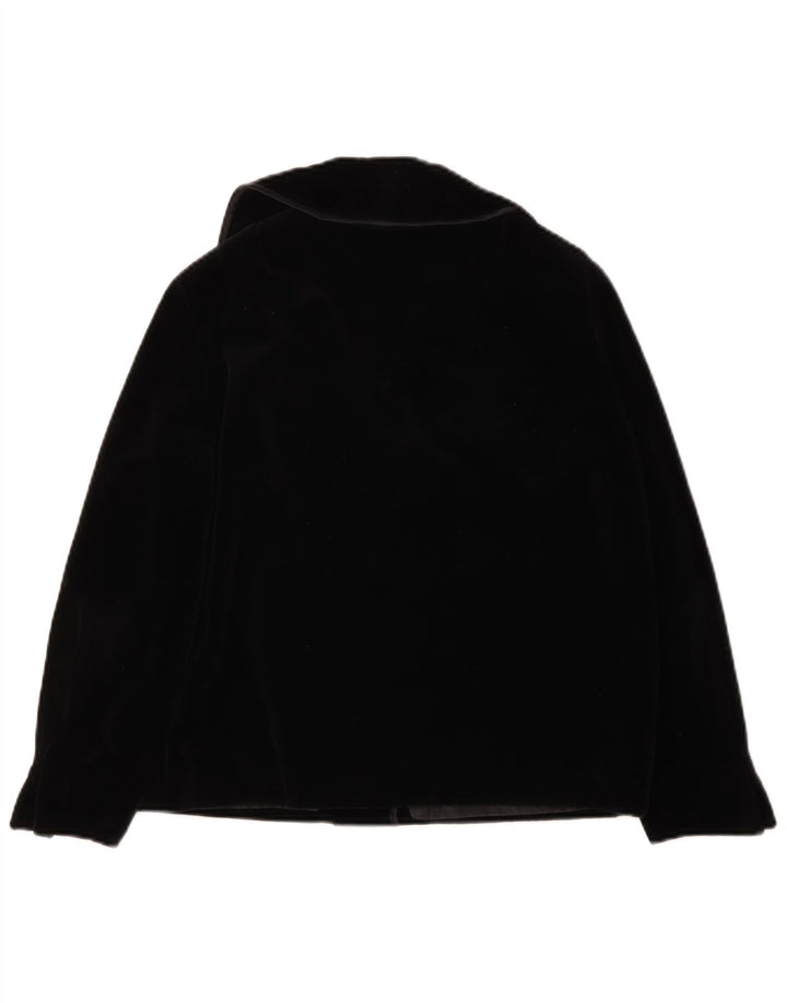vintage Femmes 4 Bouton Velours Blazer Veste UK 14 Grand Noir
