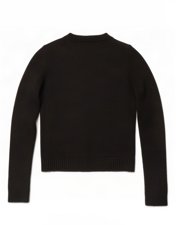 Zara Womens Crop Crew Neck Jumper Sweater UK 8 Petit Acrylique Noir