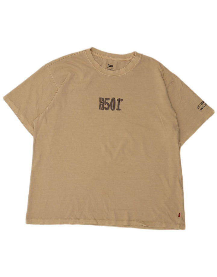 Levi's T-Shirt Graphique Homme Large Beige Coton