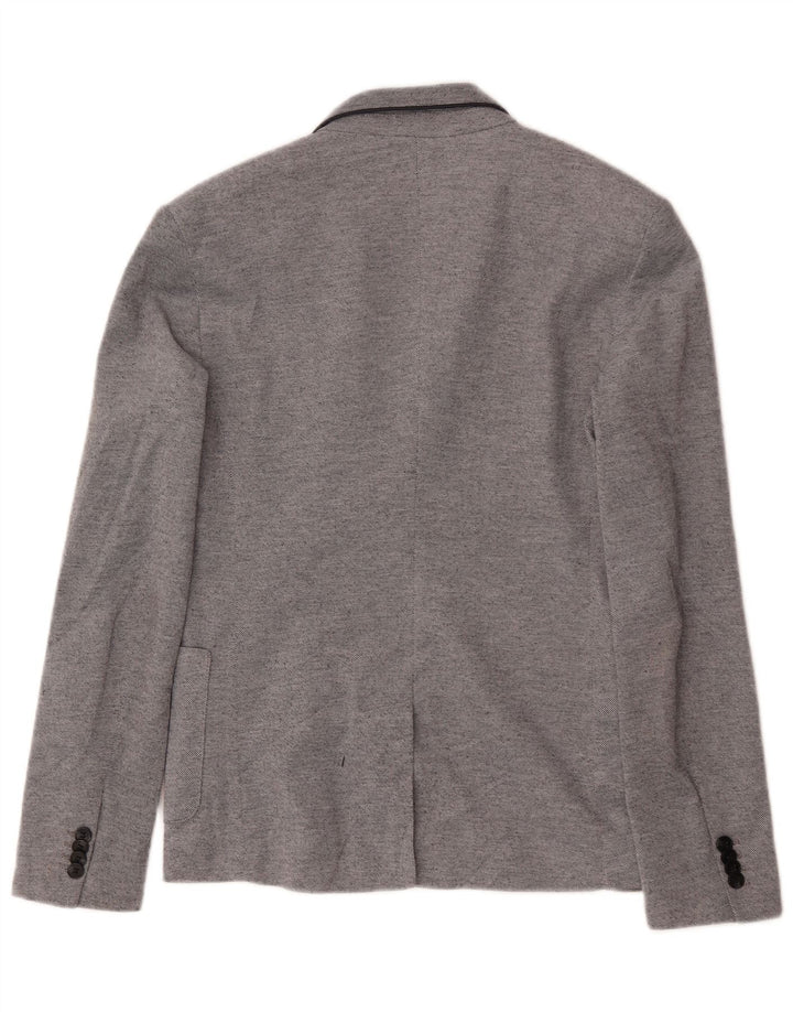 Zara Veste Blazer 2 Boutons Homme UK 36 Petit Gris Polyester