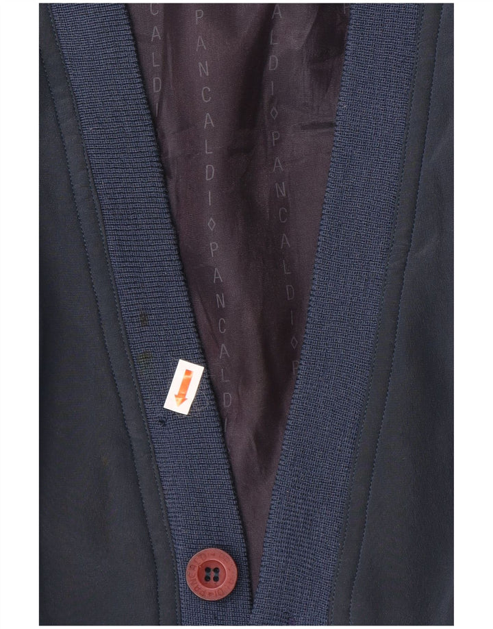 PANCALDI Cardigan Homme Pull 2XL Bleu Marine Argyle/Diamant Soie