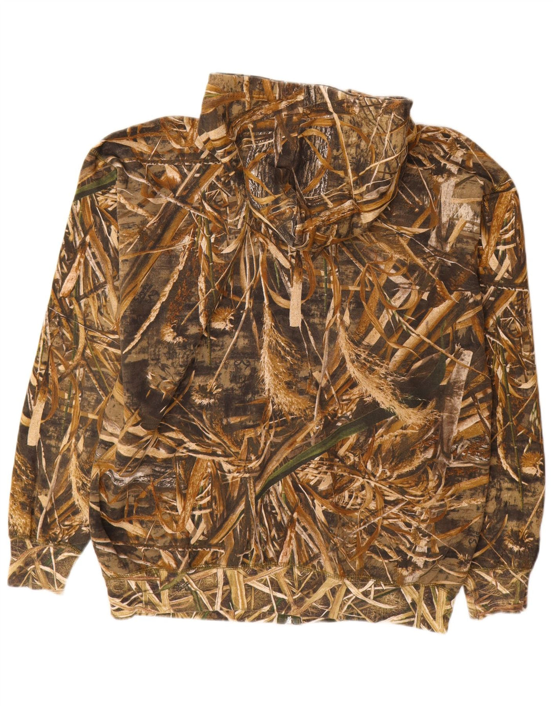 VINTAGE Pull à capuche zippé pour homme 2XL Marron Camouflage Polyester