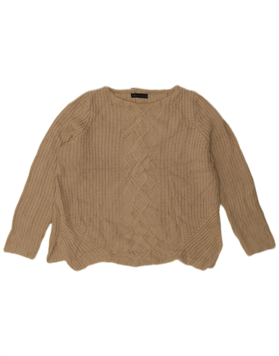 Marks & Spencer Pull surdimensionné à col bateau pour femme UK 14 Large Beige