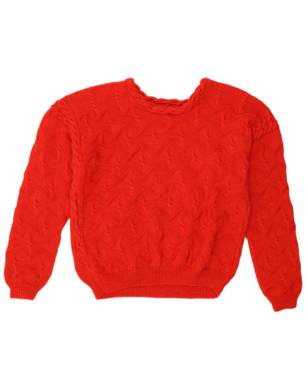 vintage Womens Crew Neck Jumper Pull UK 14 Grand Rouge