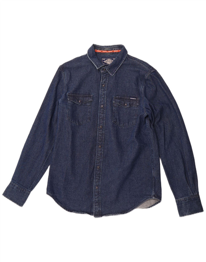 SUPERDRY Chemise en Jean Homme Bleu Marine Large Coton
