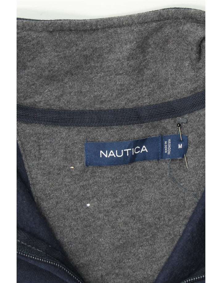 NAUTICA Mens Zip Neck Sweatshirt Jumper Medium Navy Blue Cotton Vintage Nautica and Second-Hand Nautica from Messina Hembry 