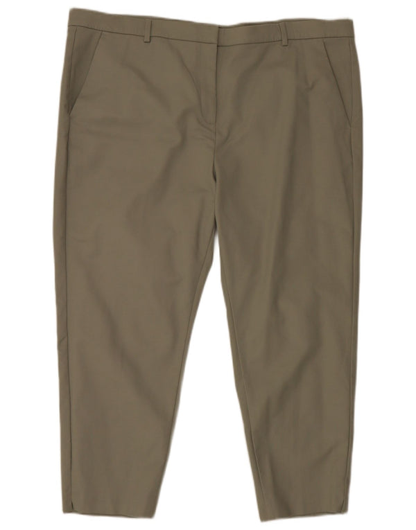 Marks & Spencer Pantalon chino court pour femme UK 22 2XL W44 L25 Coton vert