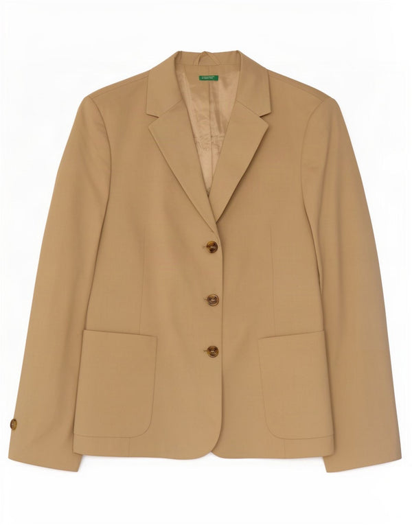 Benetton Veste Blazer 3 Boutons Femme IT 48 XL Coton Beige