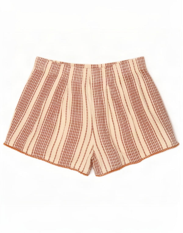 Marks & Spencer Short décontracté pour femme UK 14 Medium W32 Viscose rayée blanche