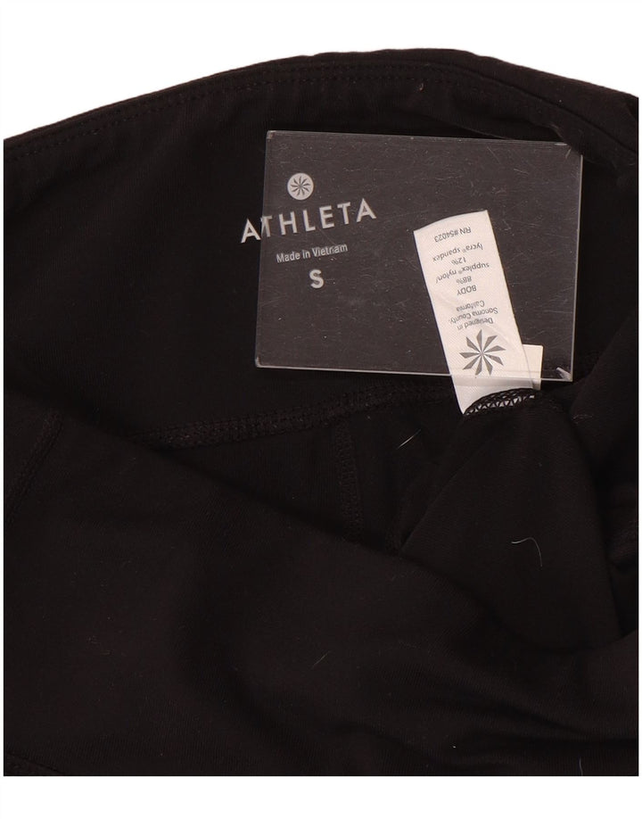 ATHLETA Legging Capri Femme UK 10 Petit Nylon Noir