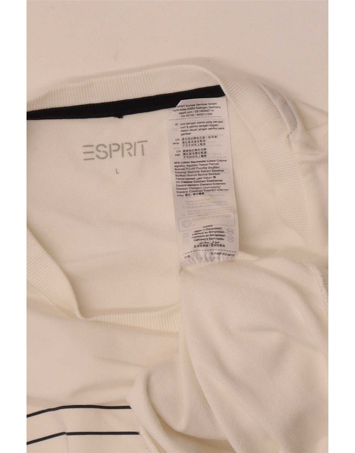 Esprit Sweat-shirt pour femme UK 16 Grand coton rayé blanc