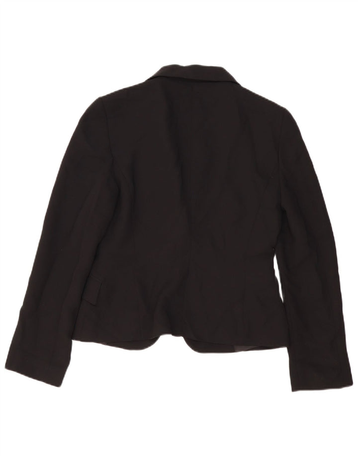 Zara Femme 1 Bouton Blazer Veste EU 38 Moyen Noir Polyester