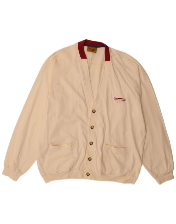Trussardi Jeans Cardigan Homme Pull 2XL Blanc Cassé Colourblock Coton