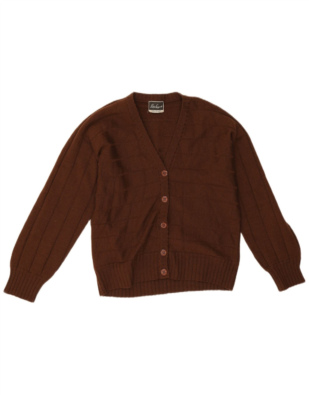 Luisa Spagnoli Pull Cardigan Femme UK 14 Laine Rayée Marron Moyen