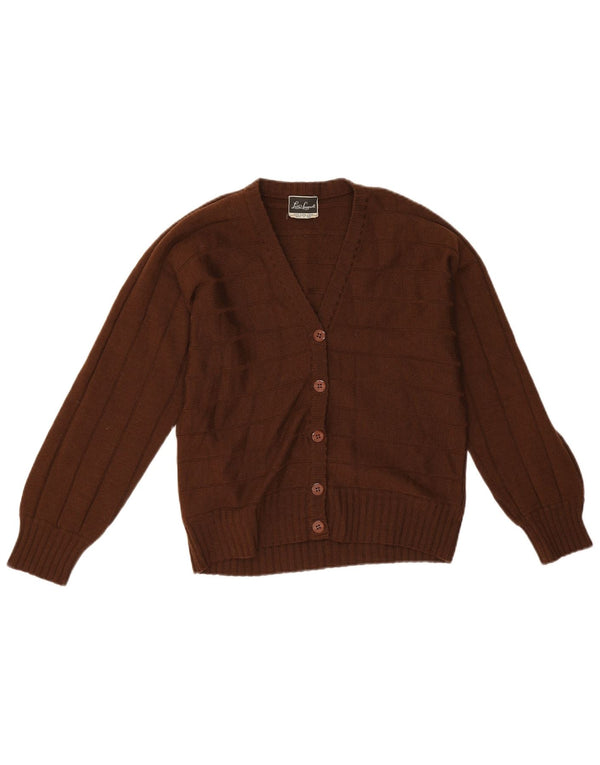 Luisa Spagnoli Pull Cardigan Femme UK 14 Laine Rayée Marron Moyen