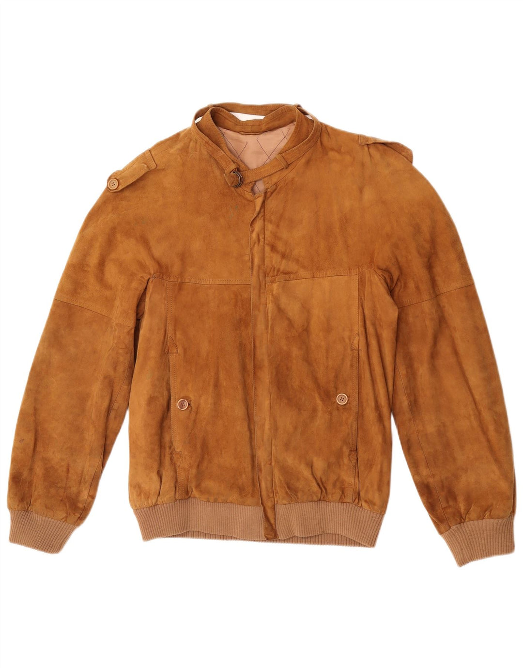 vintage Mens Suede Bomber Jacket IT 50 Grand Cuir Beige