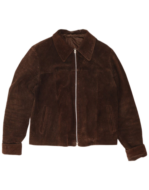veste en daim homme vintage IT 48 cuir marron moyen