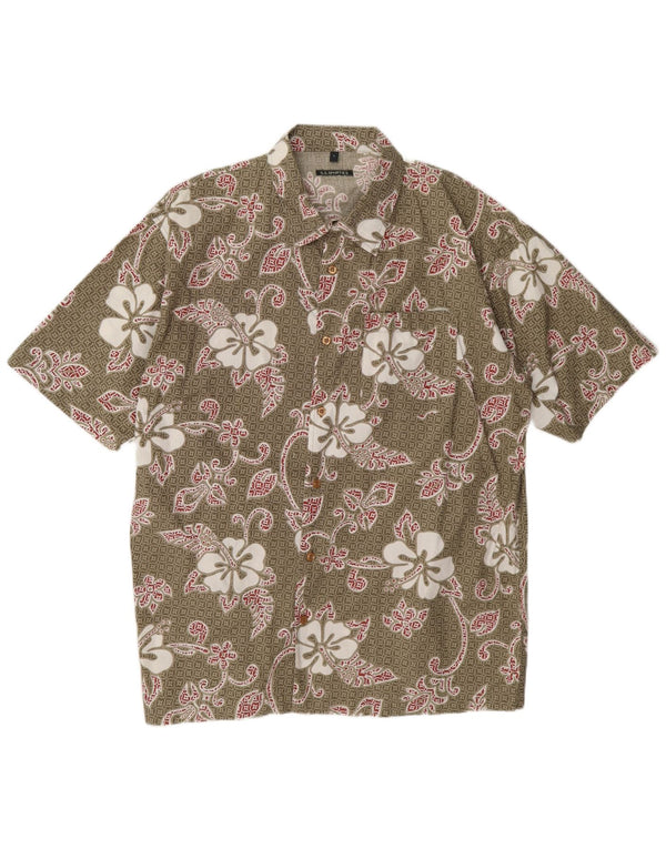 S.S.Shirties Chemise à manches courtes pour homme en coton floral kaki