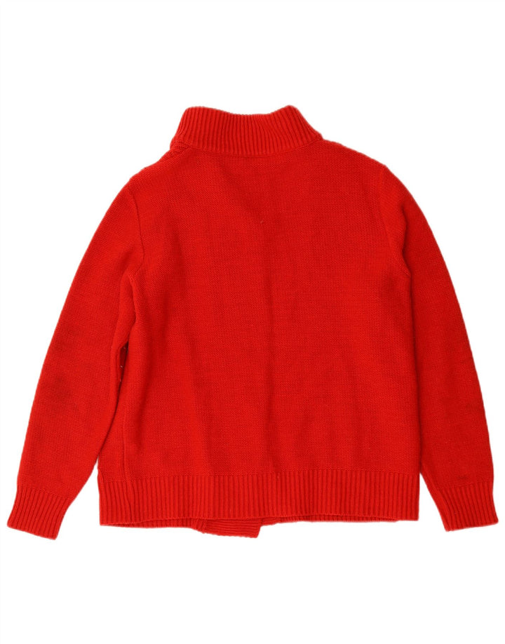 vintage Femme Cardigan Pull UK 12 Acrylique Rouge Moyen