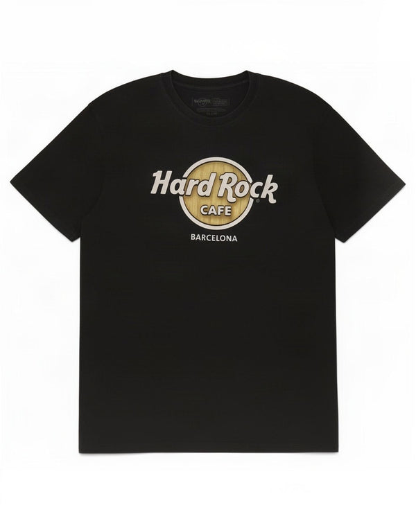Hard Rock Cafe Mens Barcelona Graphic T-Shirt Top Large Black Cotton