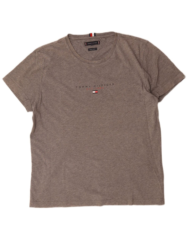 Tommy Hilfiger T-Shirt Homme Haut Large Gris Moucheté Coton