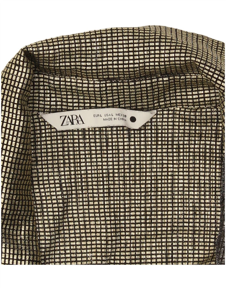 Zara Chemisier Femme Chemisier UK 14 Grand Vichy Doré