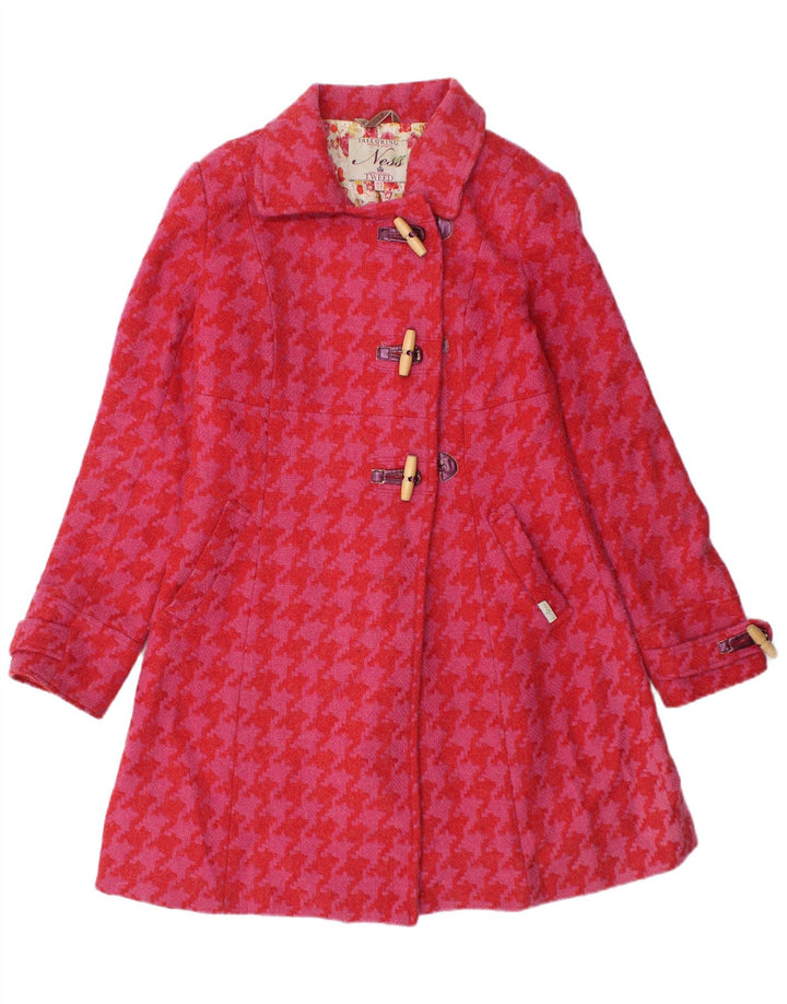 Ness Duffle Coat Femme UK 8 Petite laine pied-de-poule rose