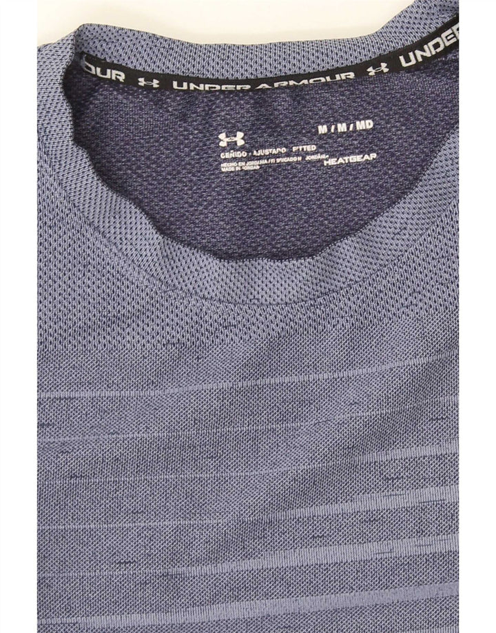 Under Armour Tee-Shirt Heat Gear Homme Bleu Moyen Rayé