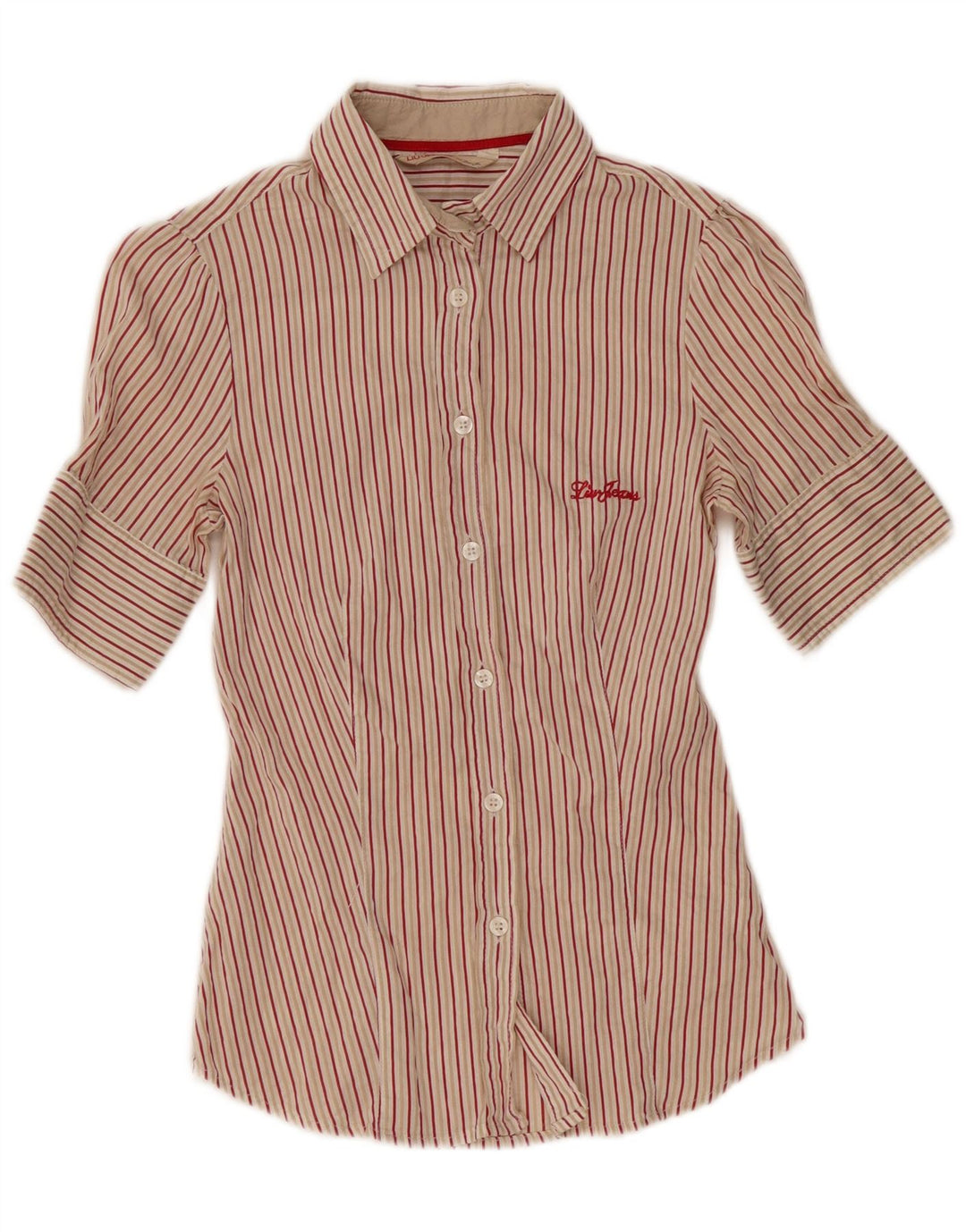 Liu Jo Chemise à manches courtes pour femme IT 40 Petites rayures beiges
