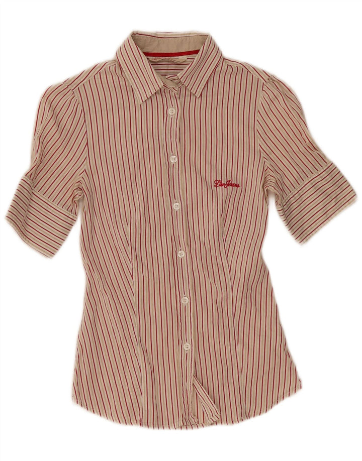 Liu Jo Chemise à manches courtes pour femme IT 40 Petites rayures beiges