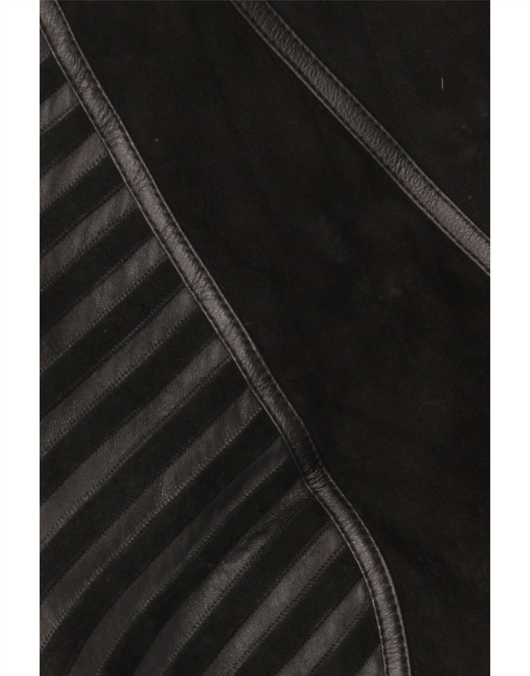 veste shearling femme vintage UK 18 XL Cuir rayé noir