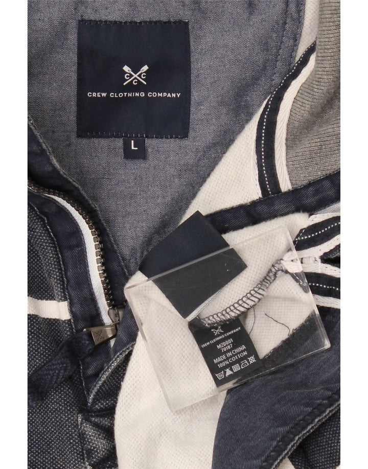 CREW CLOTHING Sweat-shirt à col zippé pour homme, grand, bleu marine, rayé