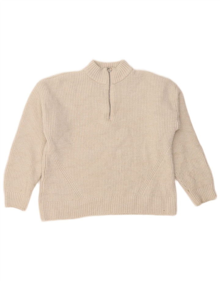 Marks & Spencer Pull à col zippé pour femme UK 14 Large Blanc cassé
